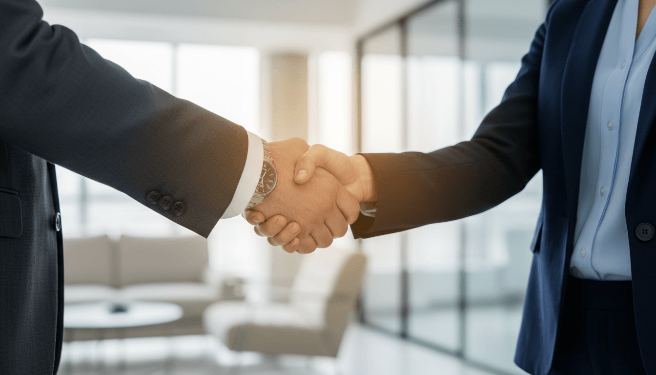 Professional handshake representing trusted partnership